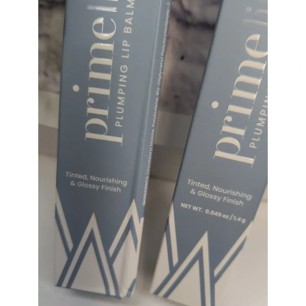 NIB LOT 2 CHERRY NOIR & NUDE GLOW💎PRIME PROMETICS Lip Plumping Lip Balm Mature